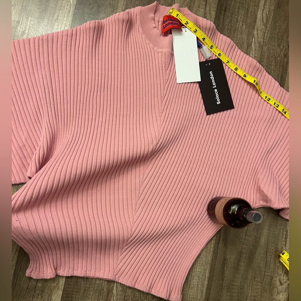 Solace 🎀 London Sweater Baby Pink Heavy Rib Knit  Sculptural Sleeves NWT - Picture 6 of 8
